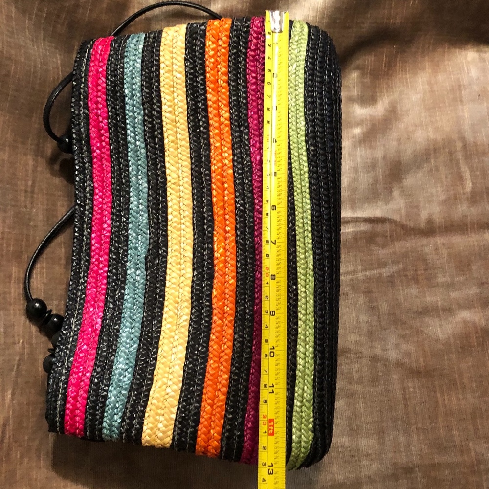 Tropical Rainbow Stripe Wheat Straw Purse - Picture 8 of 13